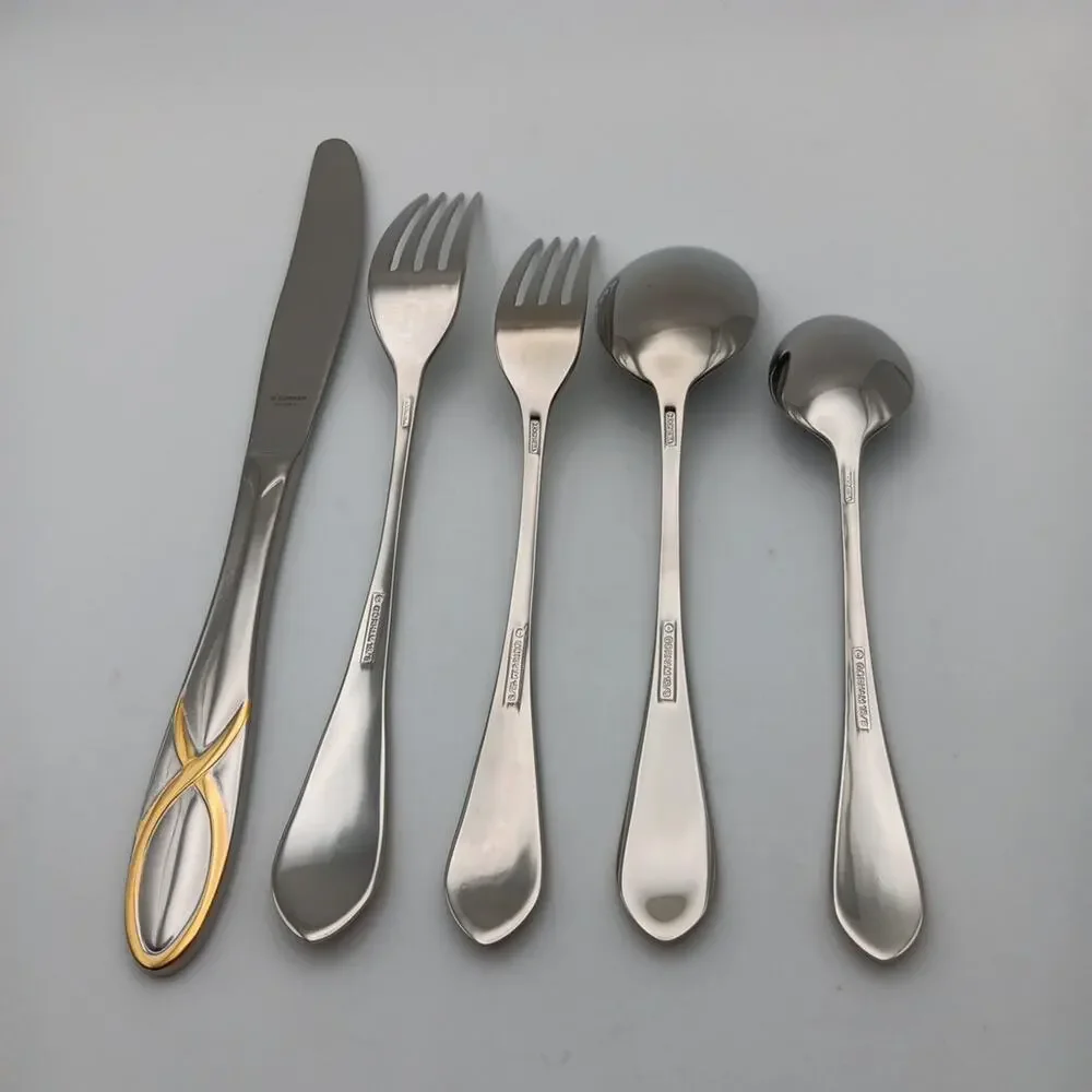 Gorham Darien Gold 5 Piece Place Set Stainless 18/8 Flatware Indonesia NOS